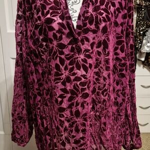 Torrid Burgundy Floral Velvet Blouse